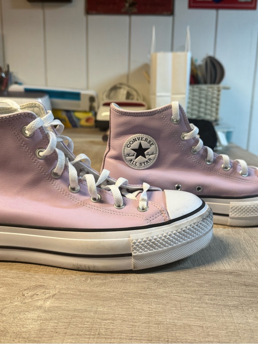 Converse High Top Sneakers - Lavender and White
